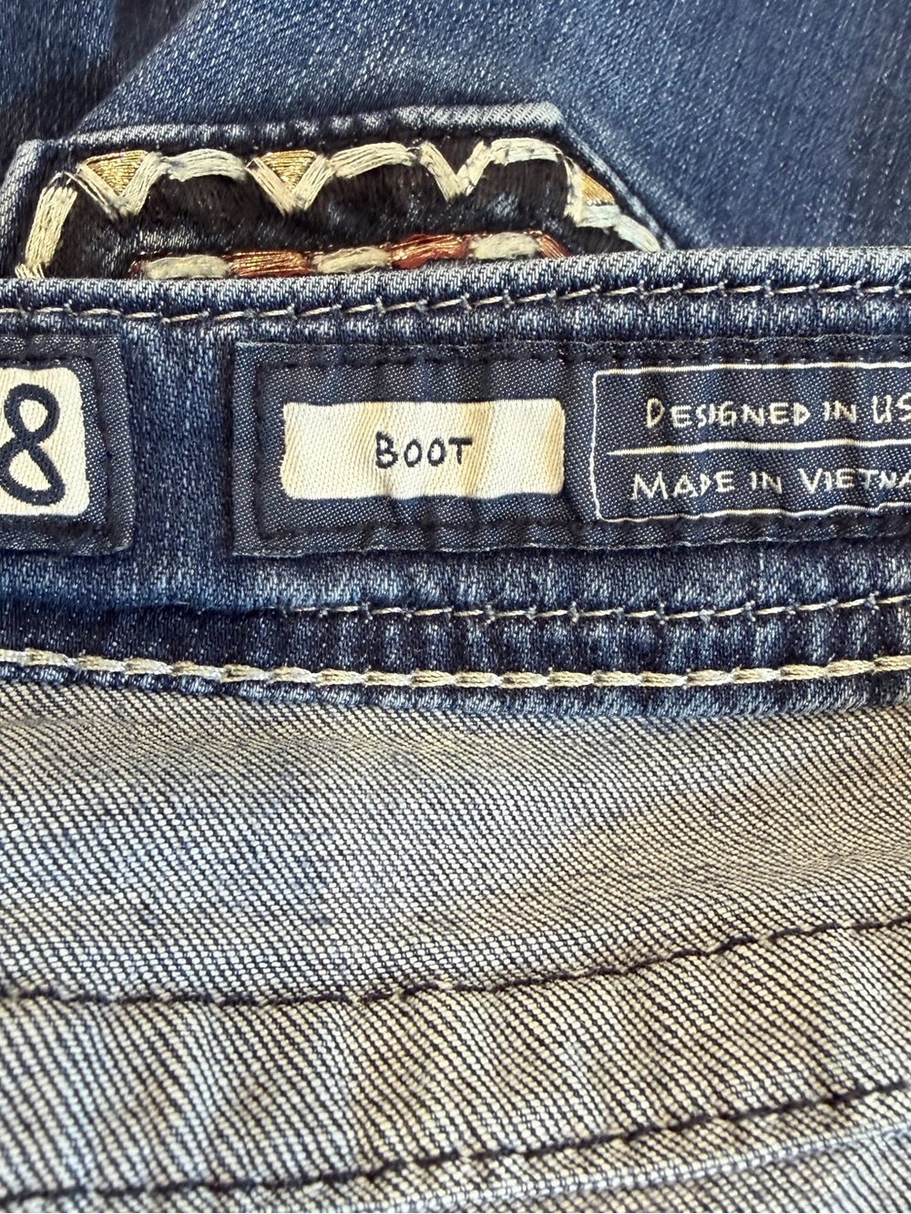 Miss Me Y2K Bootcut Jeans Sz 28x32 Low Rise Dark Wash Western Cowboy Embroidered - Picture 10 of 11